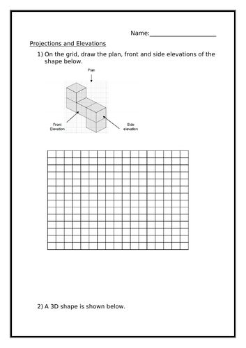 projections-and-elevations-worksheet-teaching-resources