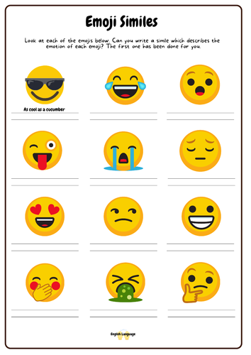 Emoji Similes - English Figurative Language  Worksheet