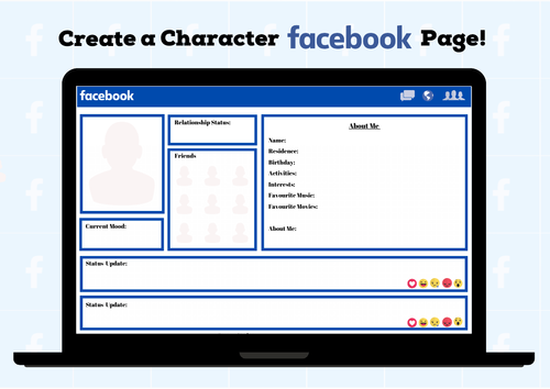 English Activity: Facebook Character Profile  Template