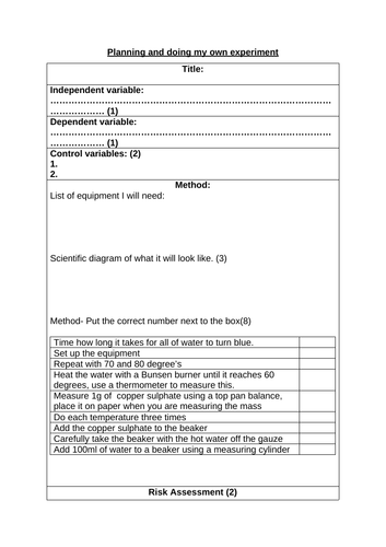 Planning my own experiment-KS3