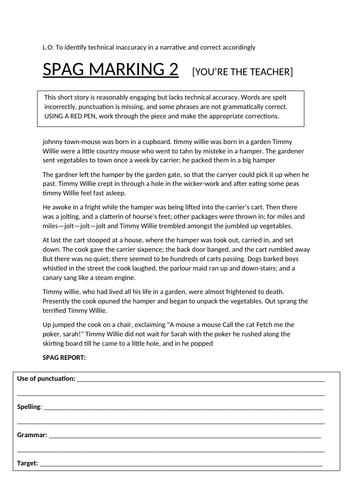 Mark like a teacher - SPaG worksheet