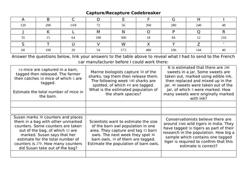 Capture/Recapture Codebreaker