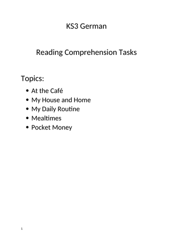 Key Stage 3 German Reading Tasks