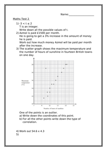 MATHS TEST 2