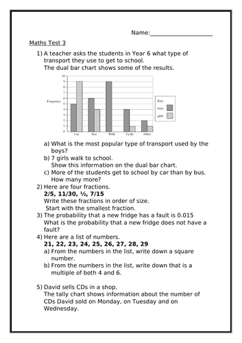 MATHS TEST 3