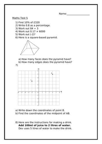 MATHS TEST 5