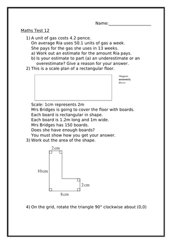 MATHS TEST 12