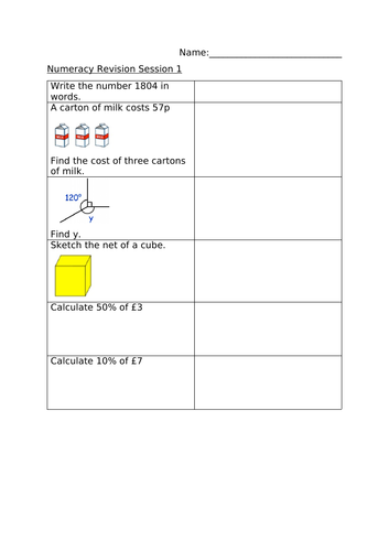 NUMERACY REVSISION SESSION 1