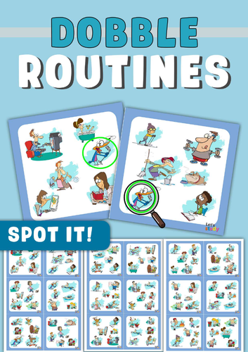 Routines Dobble Game | Daily Routines Spot It! | ESL Vocabulary Card Game