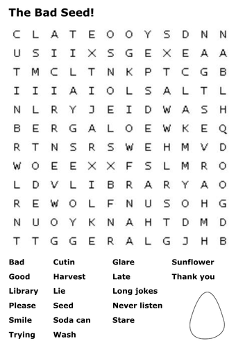 The Bad Seed Word Search