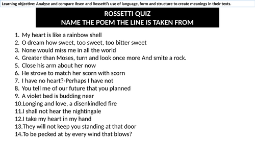 Comparing Ibsen and Rossetti - OCR Literature