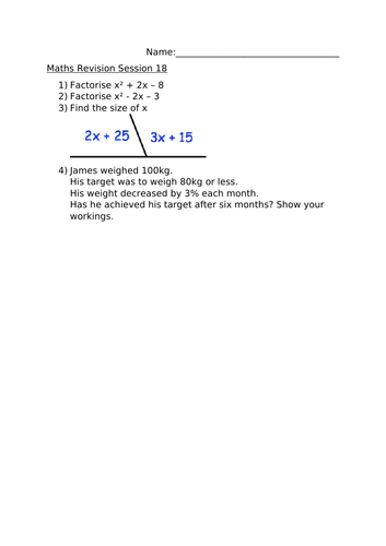 MATHS TEST 18