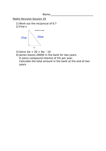 MATHS TEST 19