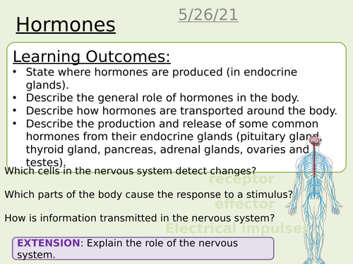 Principles of hormonal control AQA science trilogy Biology GCSE