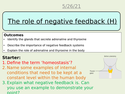 Negative feedback (H) AQA science trilogy Biology GCSE