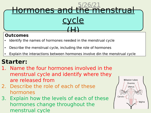 Hormones and the menstrual cycle AQA science trilogy Biology GCSE