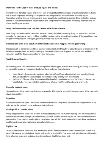 Stem cells AQA combined science trilogy GCSE Biology