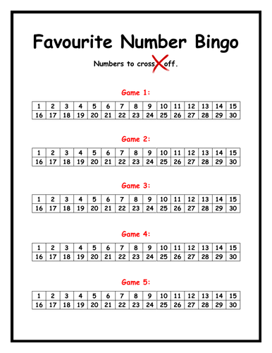Favourite Number Bingo!