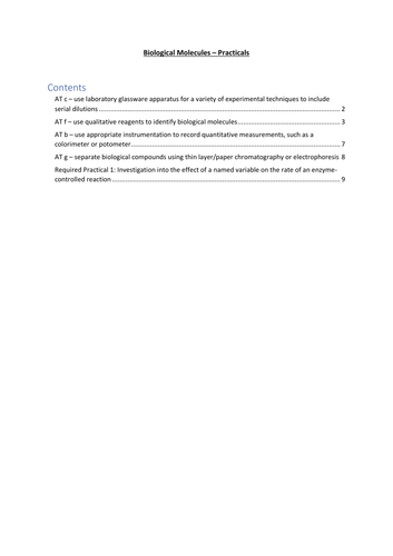 AQA A-Level Biology - Biological Molecules Practicals