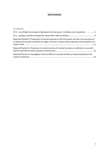 AQA A-Level Biology - Cells Practicals