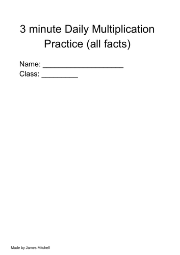 Multiplication fluency booklets - all facts