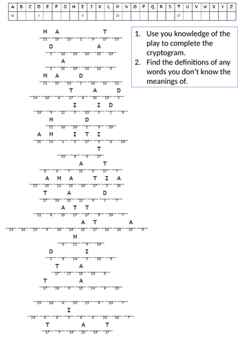 Macbeth - key words cryptogram
