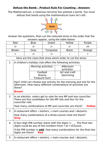 Defuse The Bomb - Product Rule For Counting