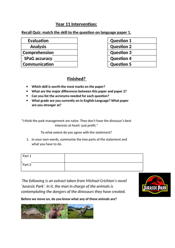 Jurassic Park Evaluation Paper 1 Question 4 AQA