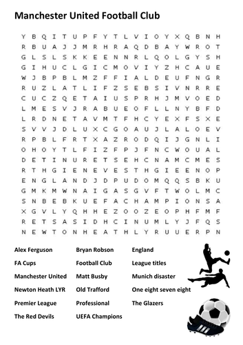 Manchester United Football Club Word Search