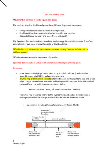 Leaving Certificate Chemistry: Gas Laws and the Mole