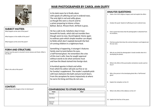 War Photographer - Revision Lesson