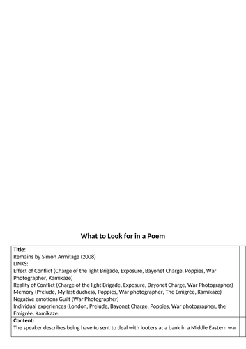 What to look for in a poem - Remains