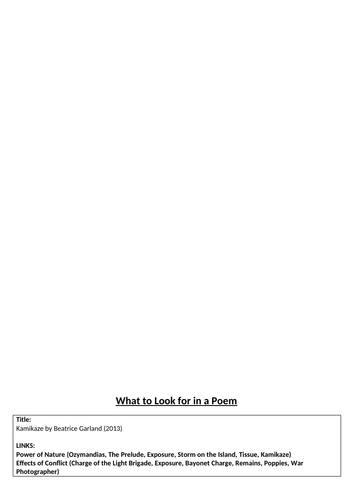 What to look for in a poem - Kamikaze