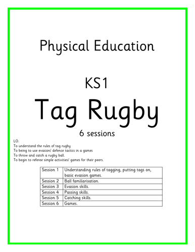 KS1 PE Planning - Games - Tag Rugby