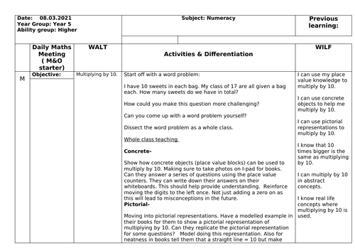 Multiplying by 10, 100, 1000 and dividing by 10 and 100