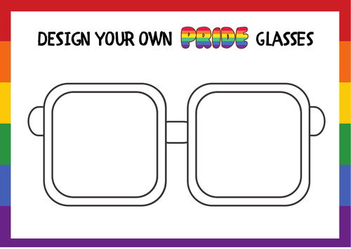 Pride Month LGBT Design Your Own Glasses 9X A4 Worksheets