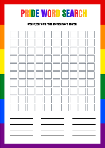 Pride Month Create Your Own Word Search - LGBTQ Fun Activity