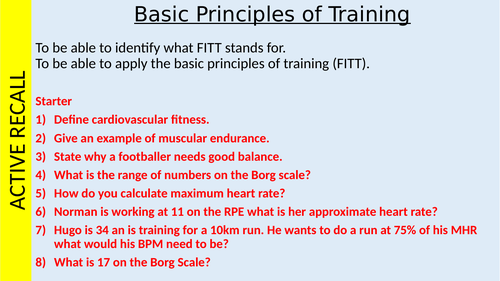 BTEC Sport: Unit 1 Principles of Training