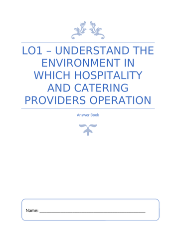 Hospitality and Catering Booklets