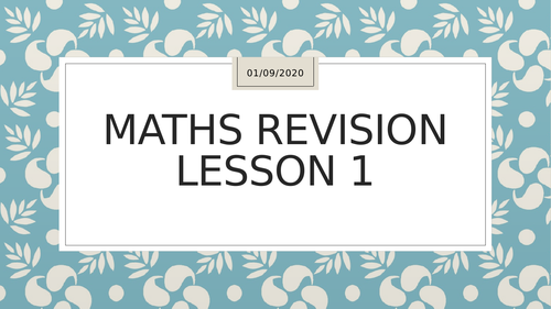 MATHS REVISION BOOKLET - SEPTEMBER 2020