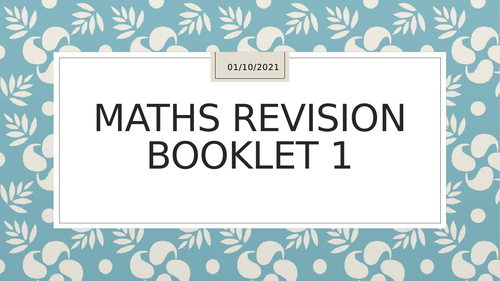 MATHS BOOKLET - OCTOBER 2020