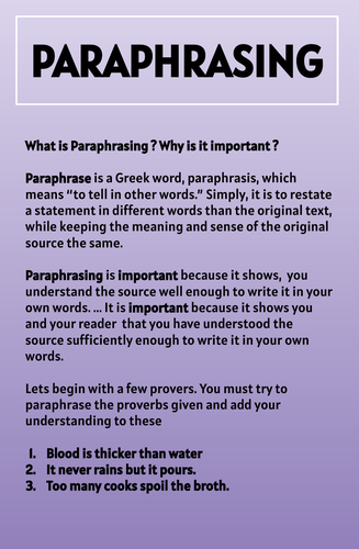 Written Language - Paraphrasing