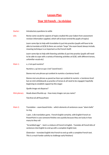 Year 10 French - revision