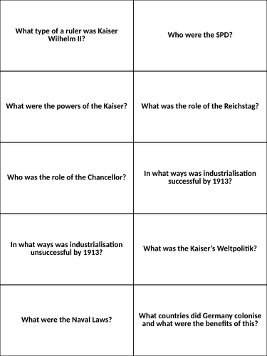 AQA Germany GCSE Flashcards