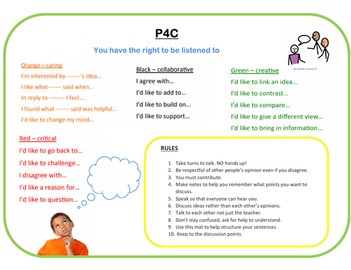 P4C Sentence starters mat