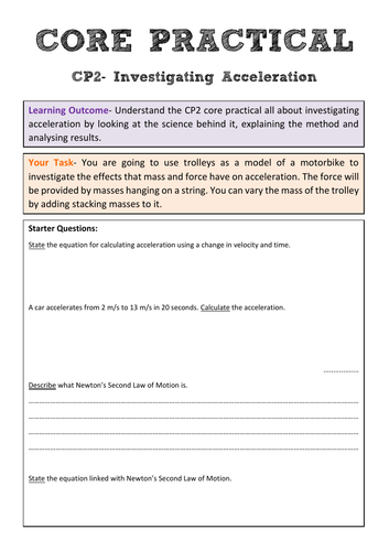 Edexcel CP2 Core Practical Revision- Investigating Acceleration