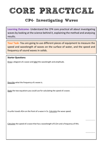 Edexcel CP4 Core Practical Revision- Investigating Waves