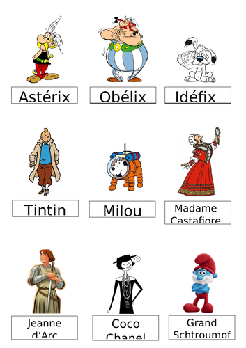 French characters for activities