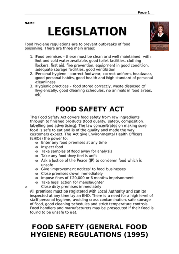 Legislation in the Food Industry