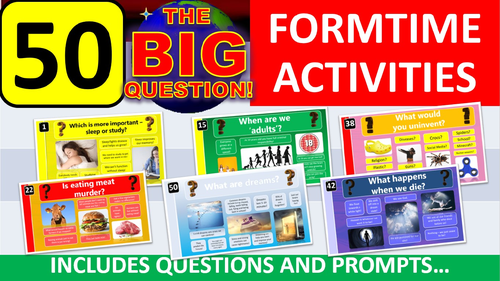50 x The Big Question Form Tutor Time Thinking Skills Activity - Zero Preparation! Whole Year!